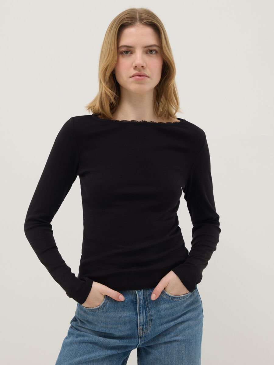 Black pure cotton regular fit T-shirt_0