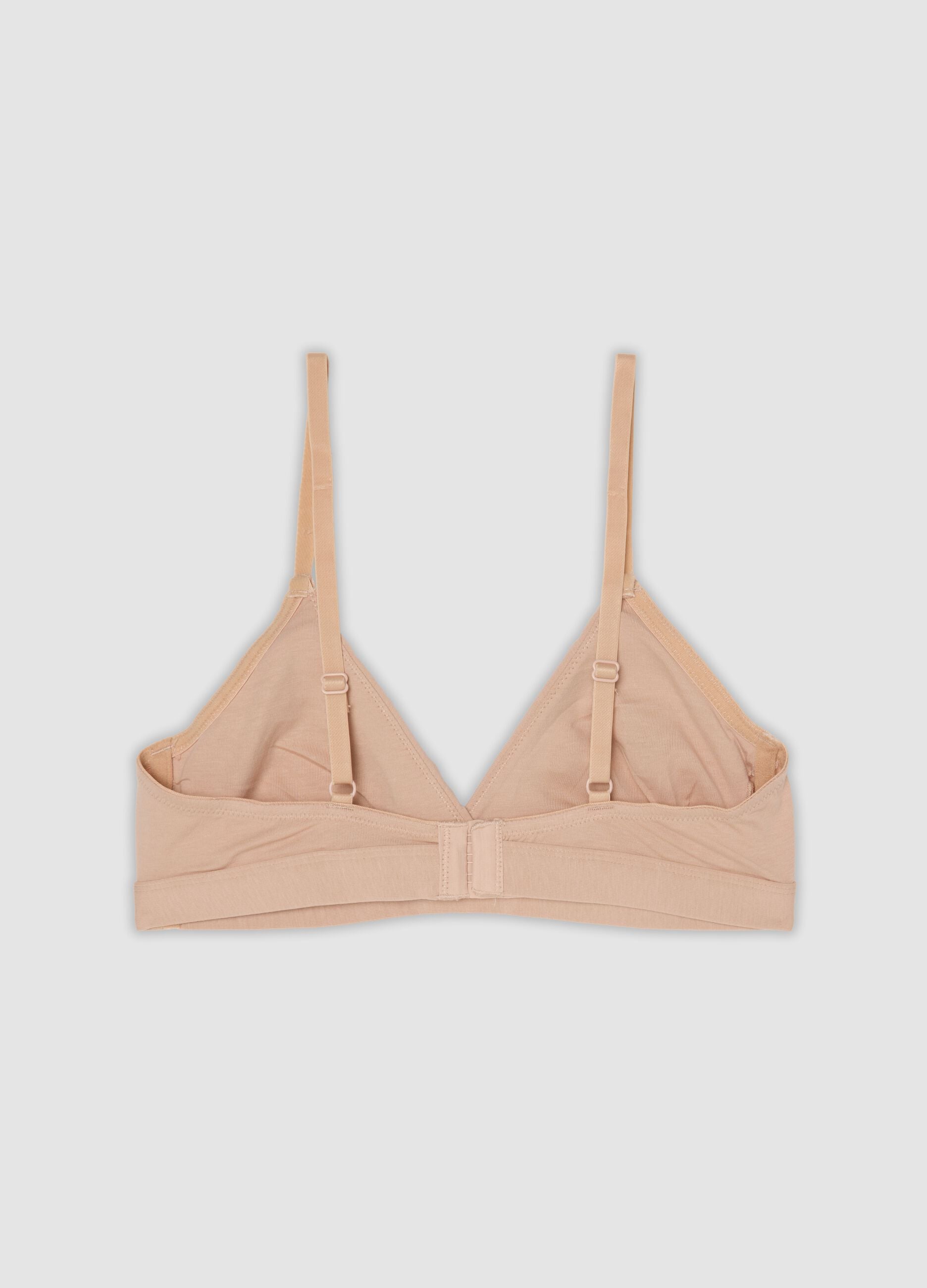 Beige organic cotton and stretch viscose triangle bra