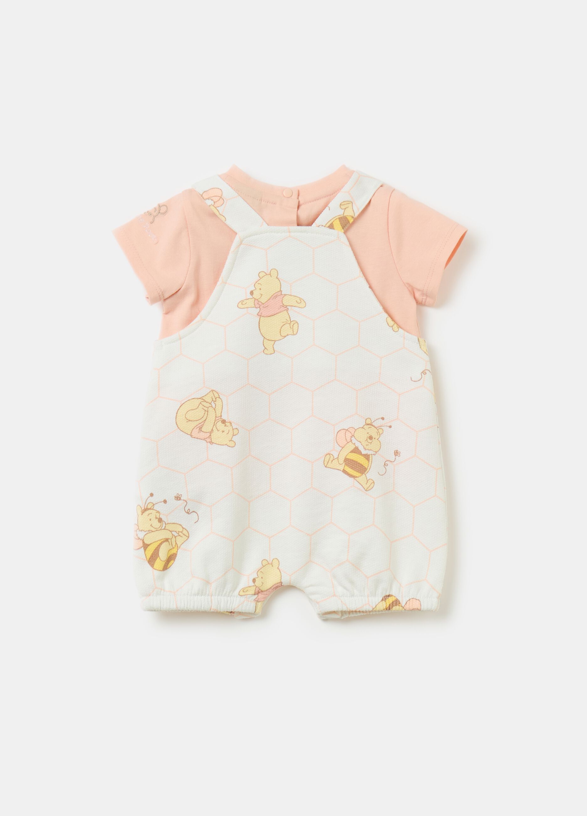 Winnie the Pooh T-shirt and dungarees set in organic cotton