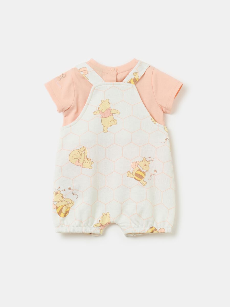 Winnie the Pooh T-shirt and dungarees set in organic cotton_1