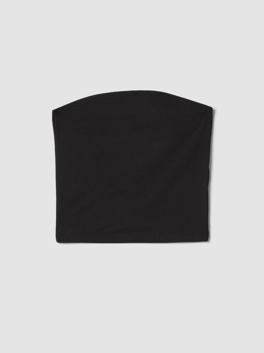 Girls&rsquo; black fitted bandeau top in stretch cotton_0