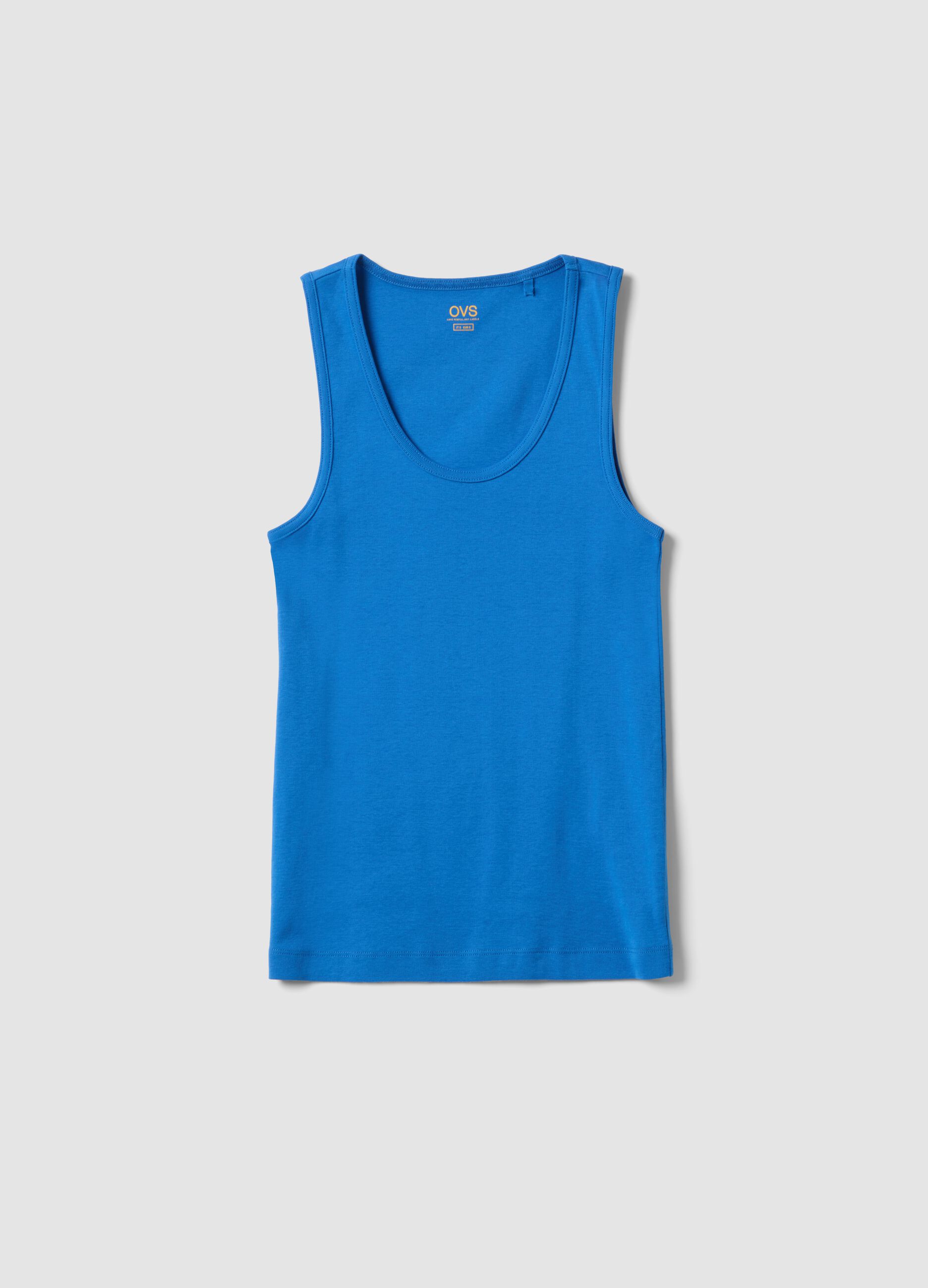 Blue pure cotton vest top