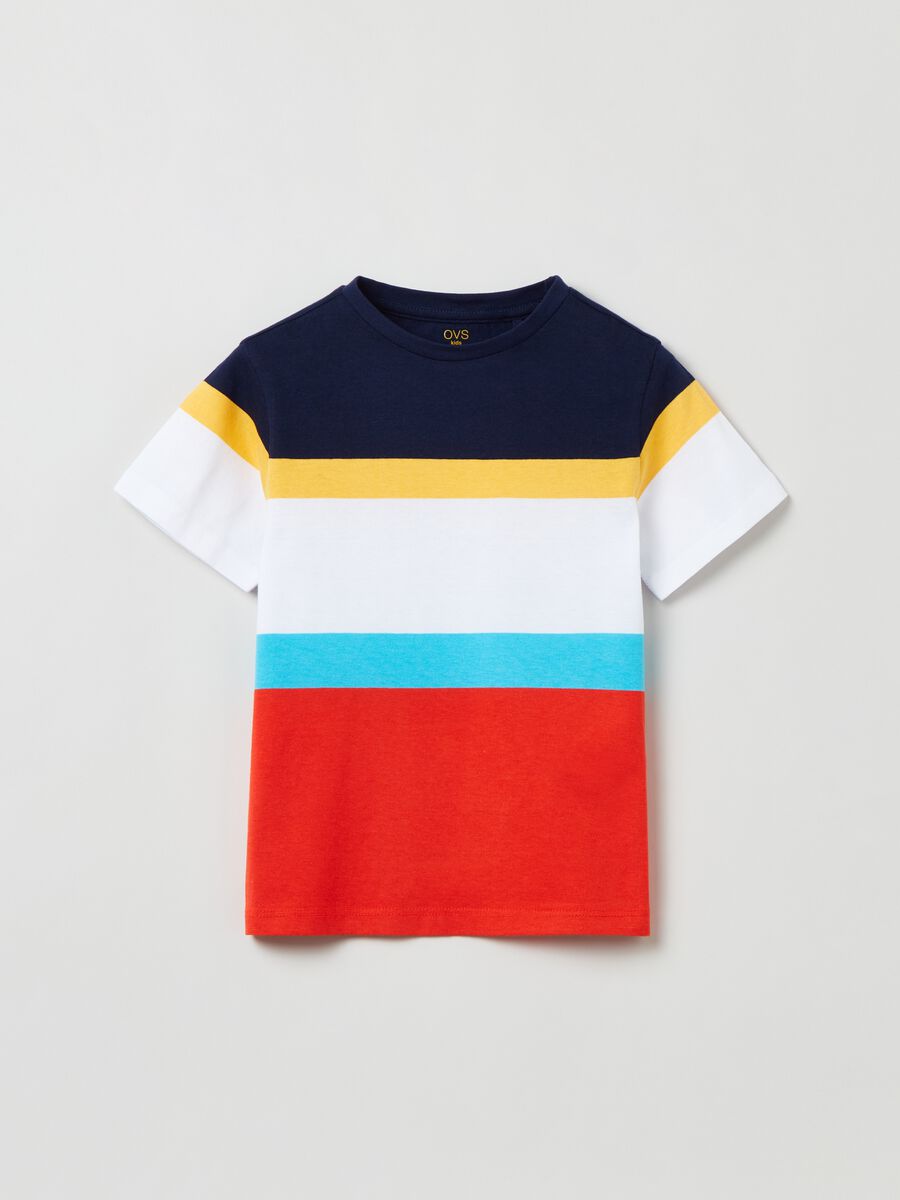 T-shirt in cotone color block_0