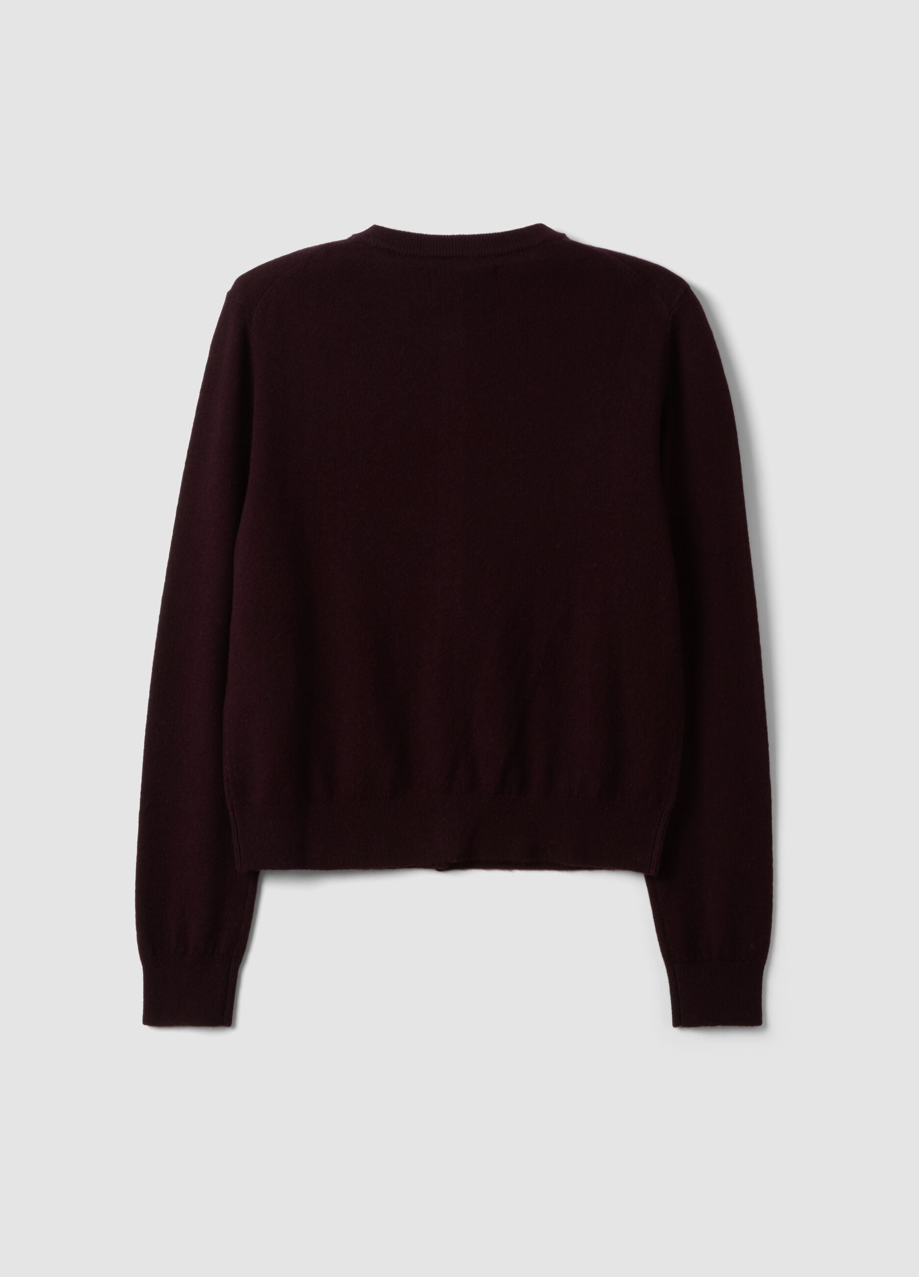Cardigan viola in pura lana con girocollo e bottoni regular fit
