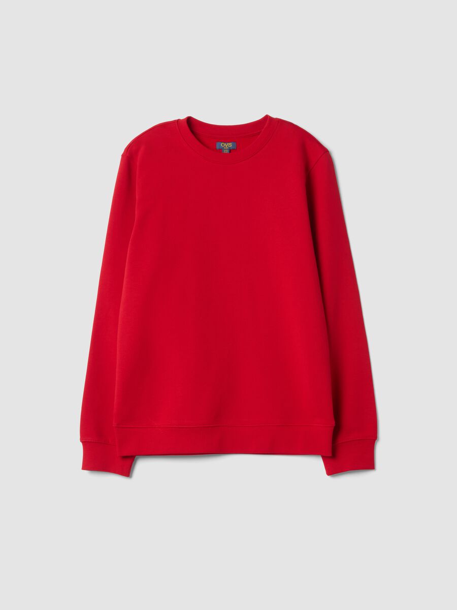 Red crew-neck sweatshirt in 100% cotton_0