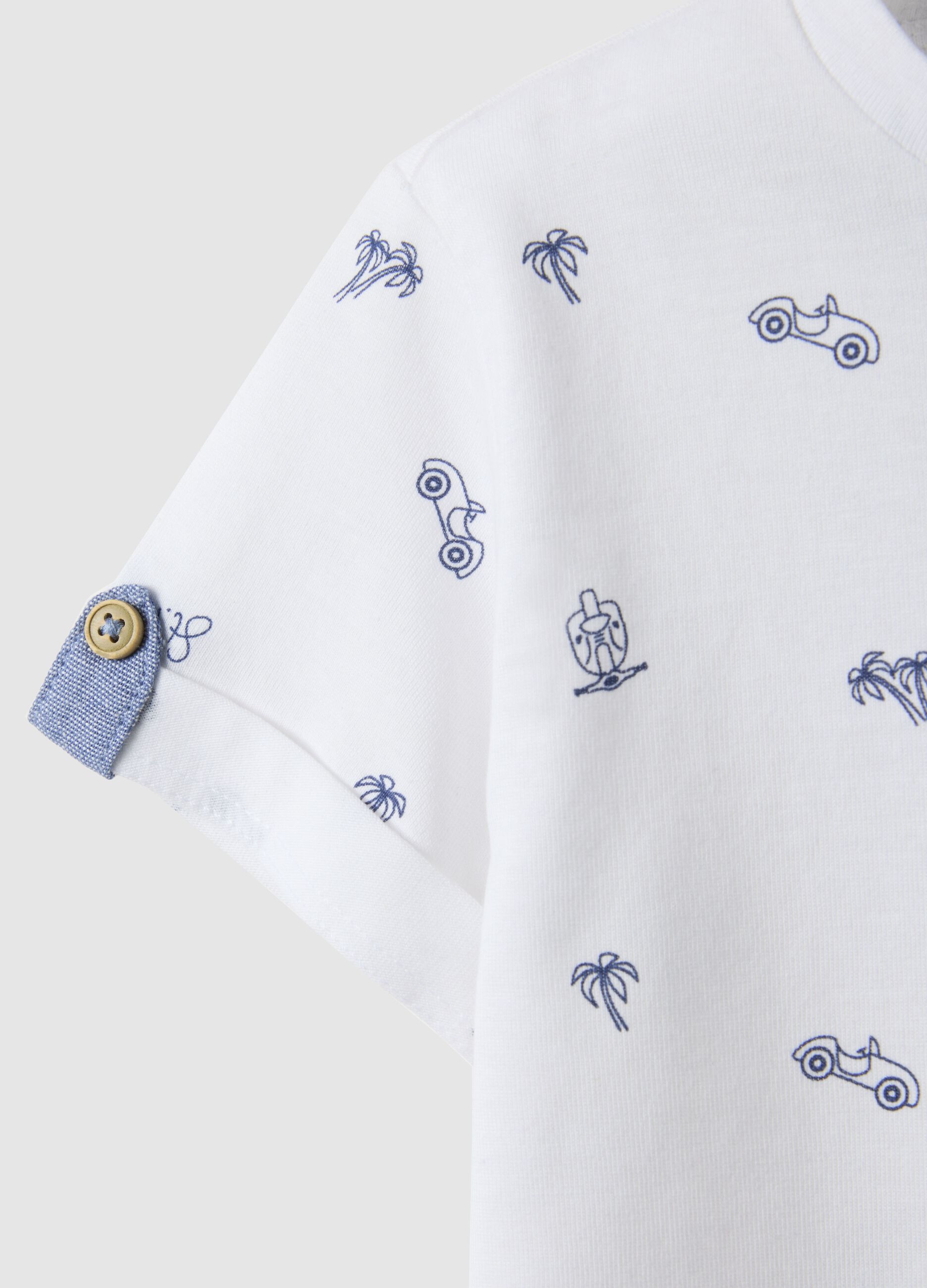 White pure cotton t-shirt for boys regular fit with designs