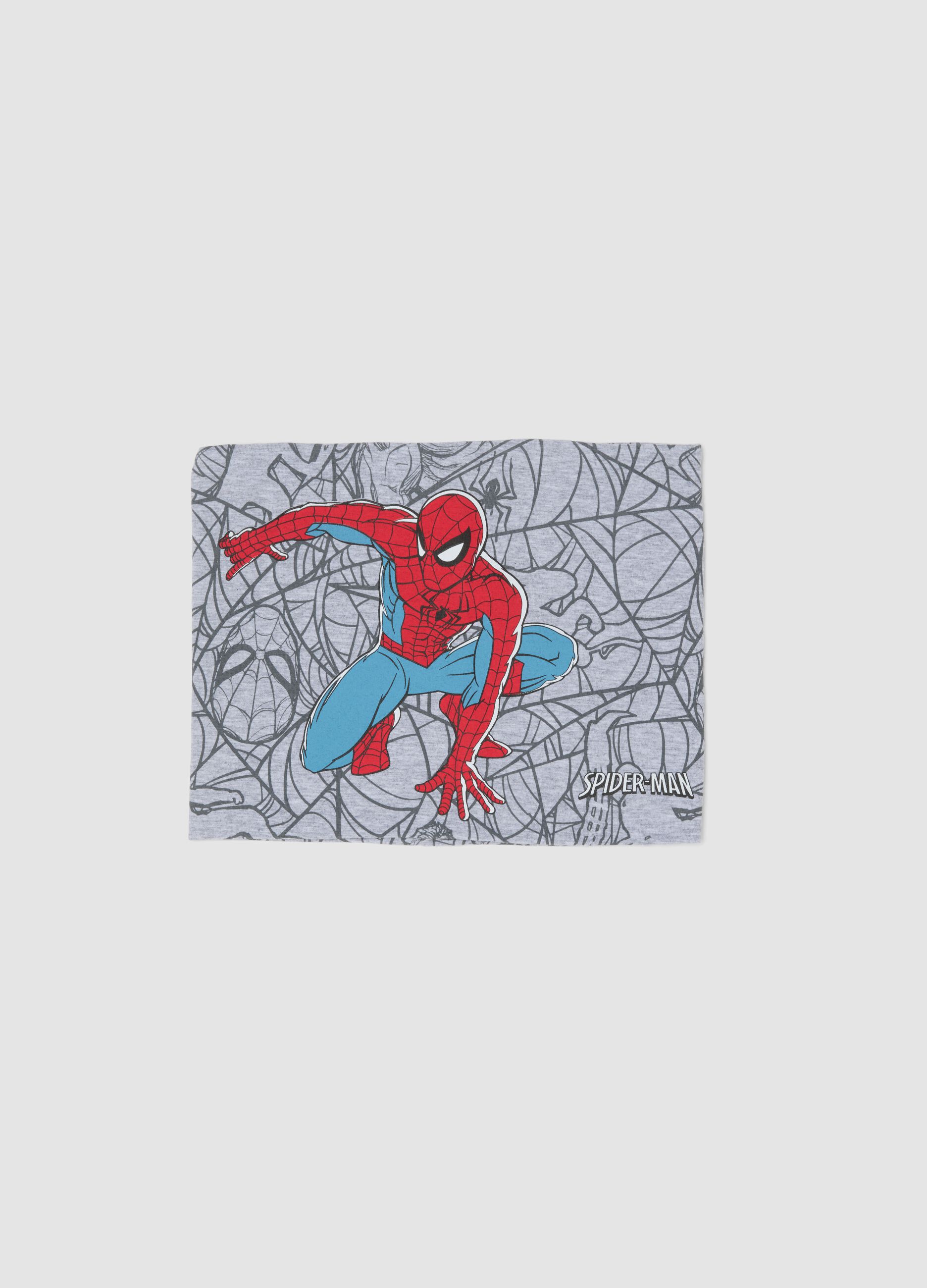 Grauer Schal aus Stretch-Baumwolle mit Spider-Man-Print f&uuml;r Jungen