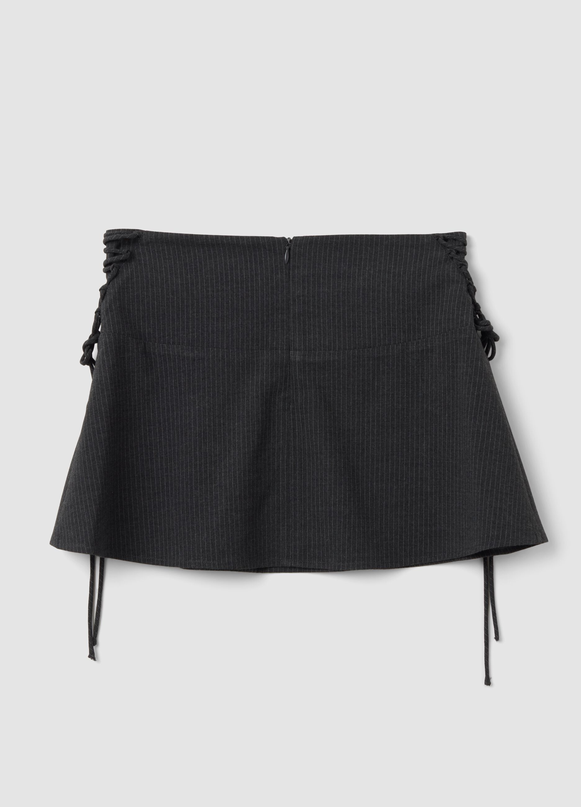 Grey stretch viscose pinstripe skirt