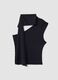 Top nero in tessuto elasticizzato con scollo asimmetrico e fascia drappeggiata_0