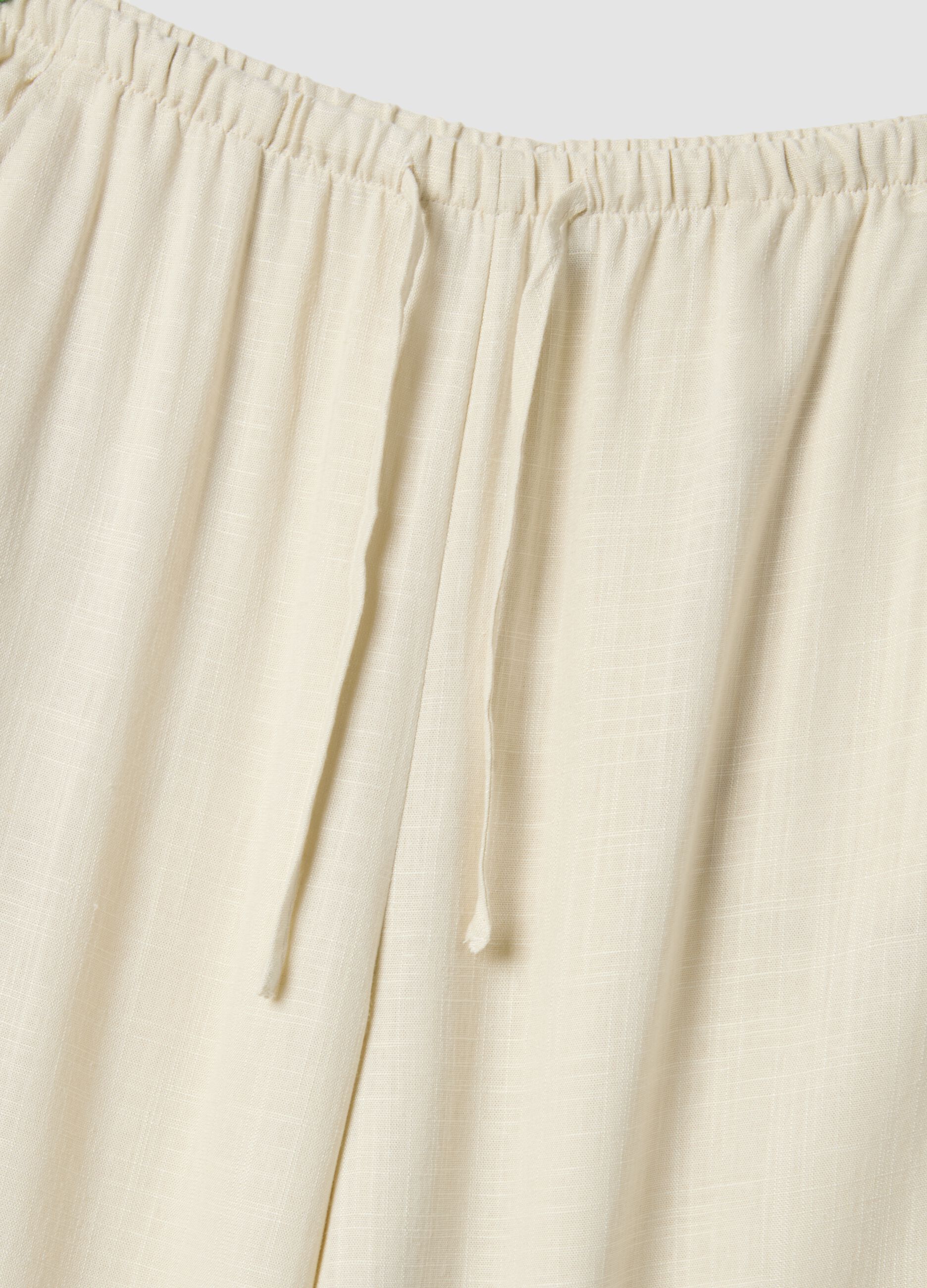 Beige viscose and linen-blend relaxed-fit jogger trousers