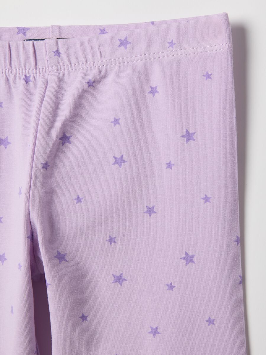 Girls' skinny fit purple stretchy cotton leggings with stars_2