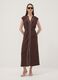 Long brown V-neck button-through dress, regular fit_0