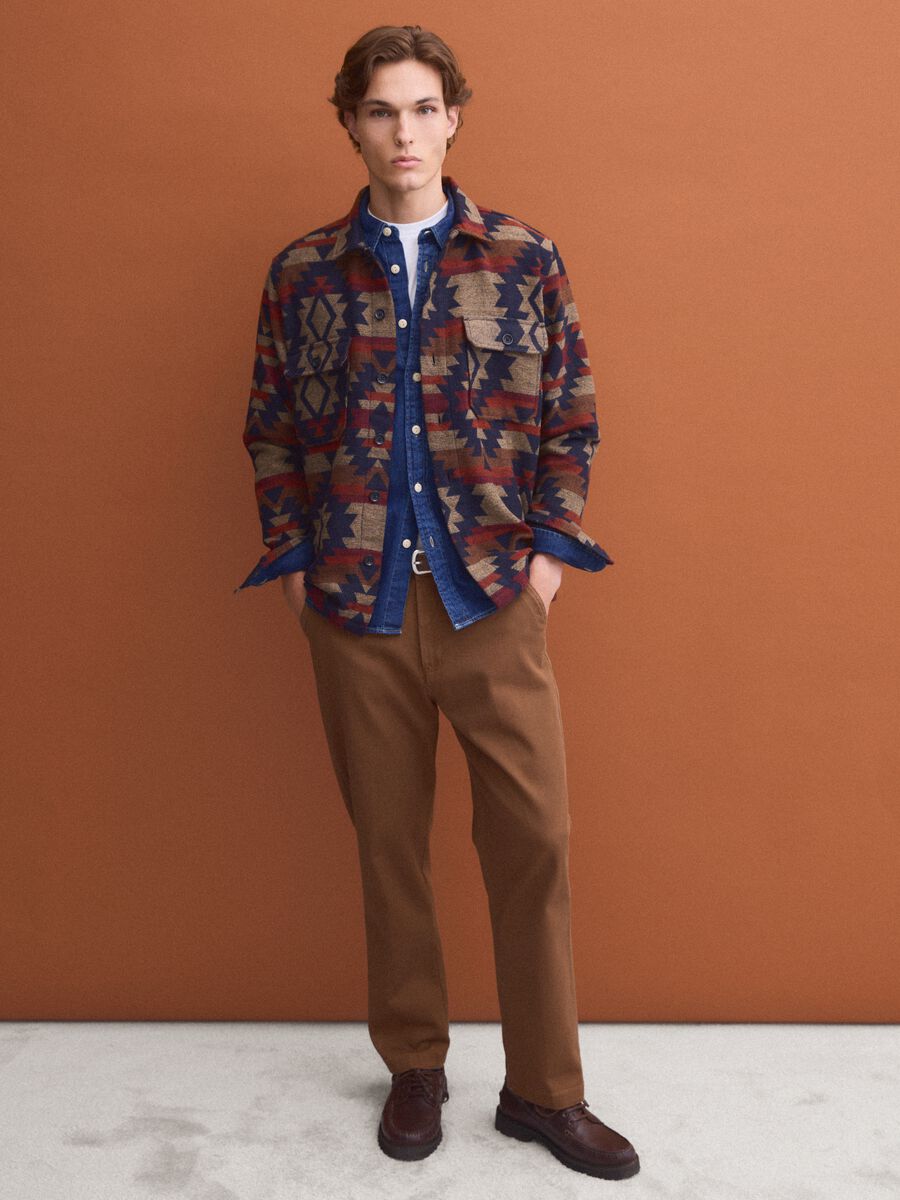 Multicolour geometric-print bowling-collar shacket, oversized fit_2