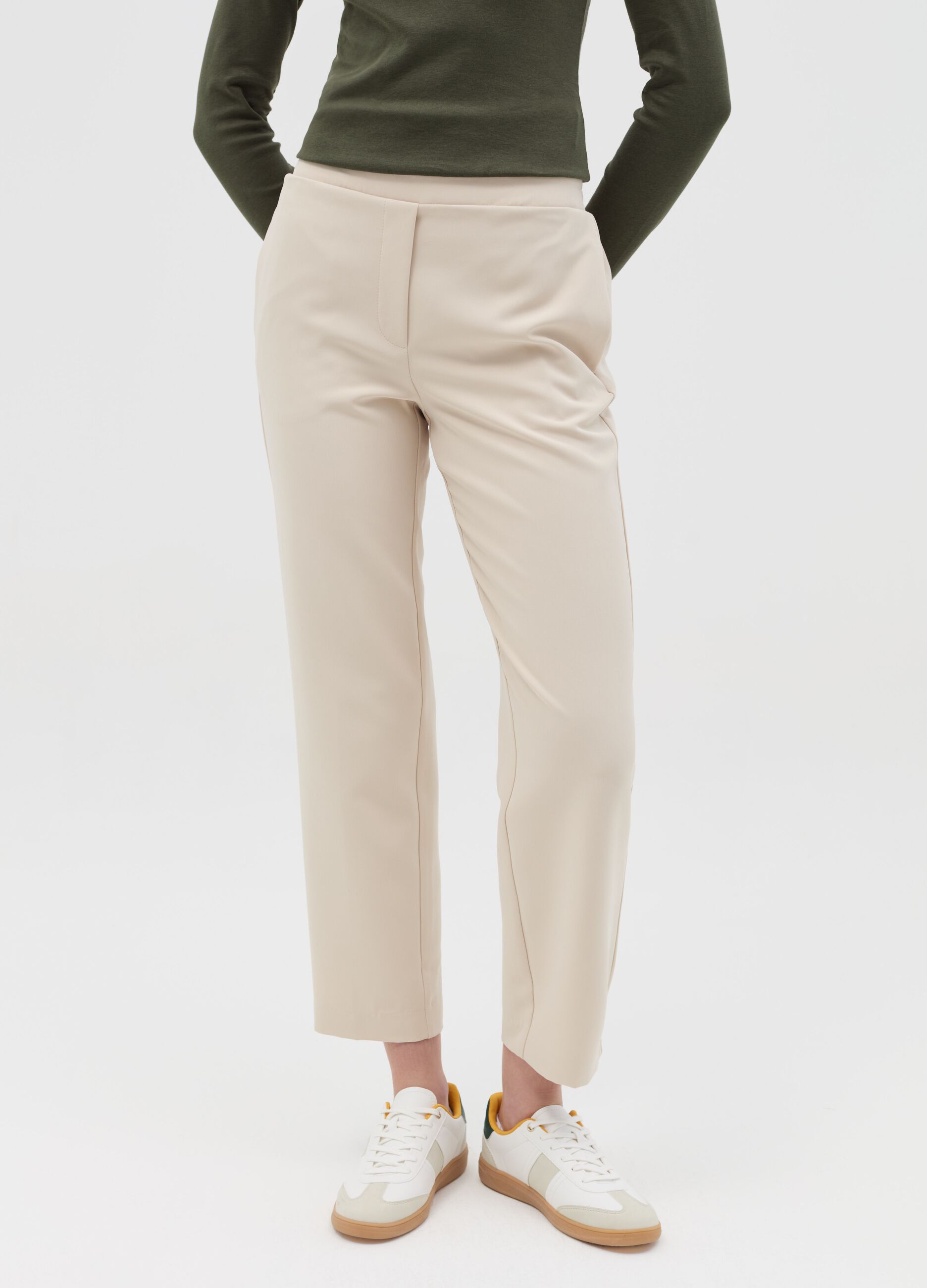 Slim-fit ankle-length trousers