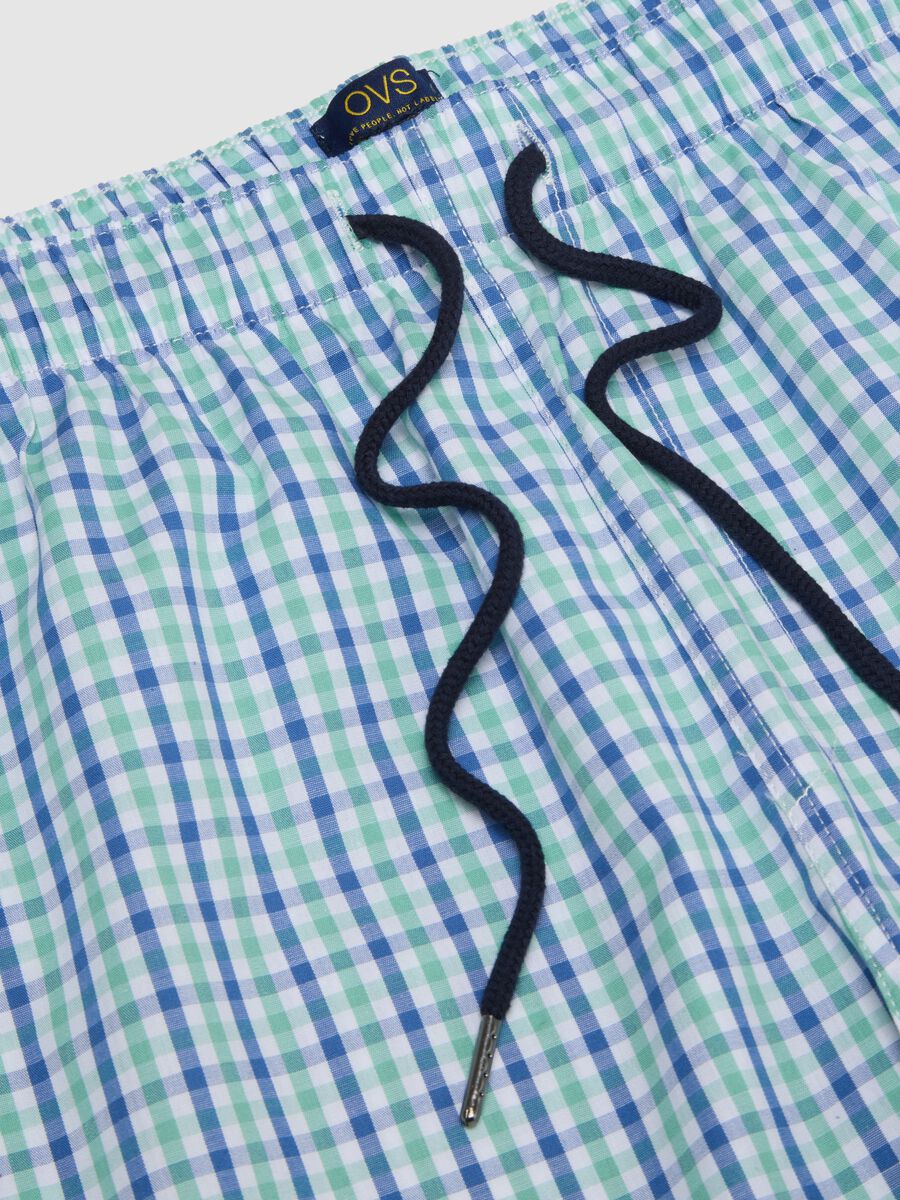 Cal&ccedil;&otilde;es de pijama de puro algod&atilde;o com padr&atilde;o xadrez multicolor, ajuste regular_1