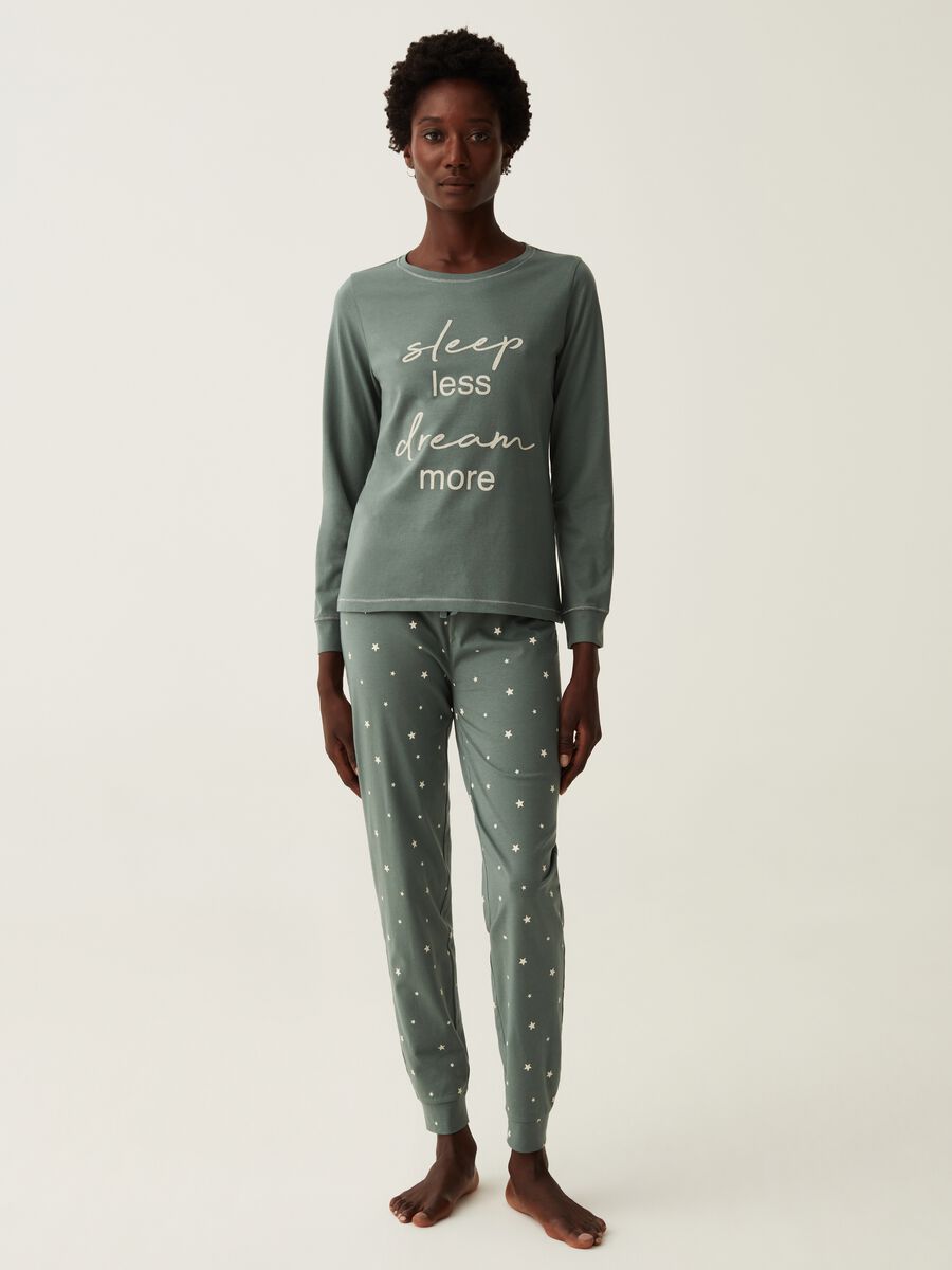 Long pyjamas with lettering and stars print_0