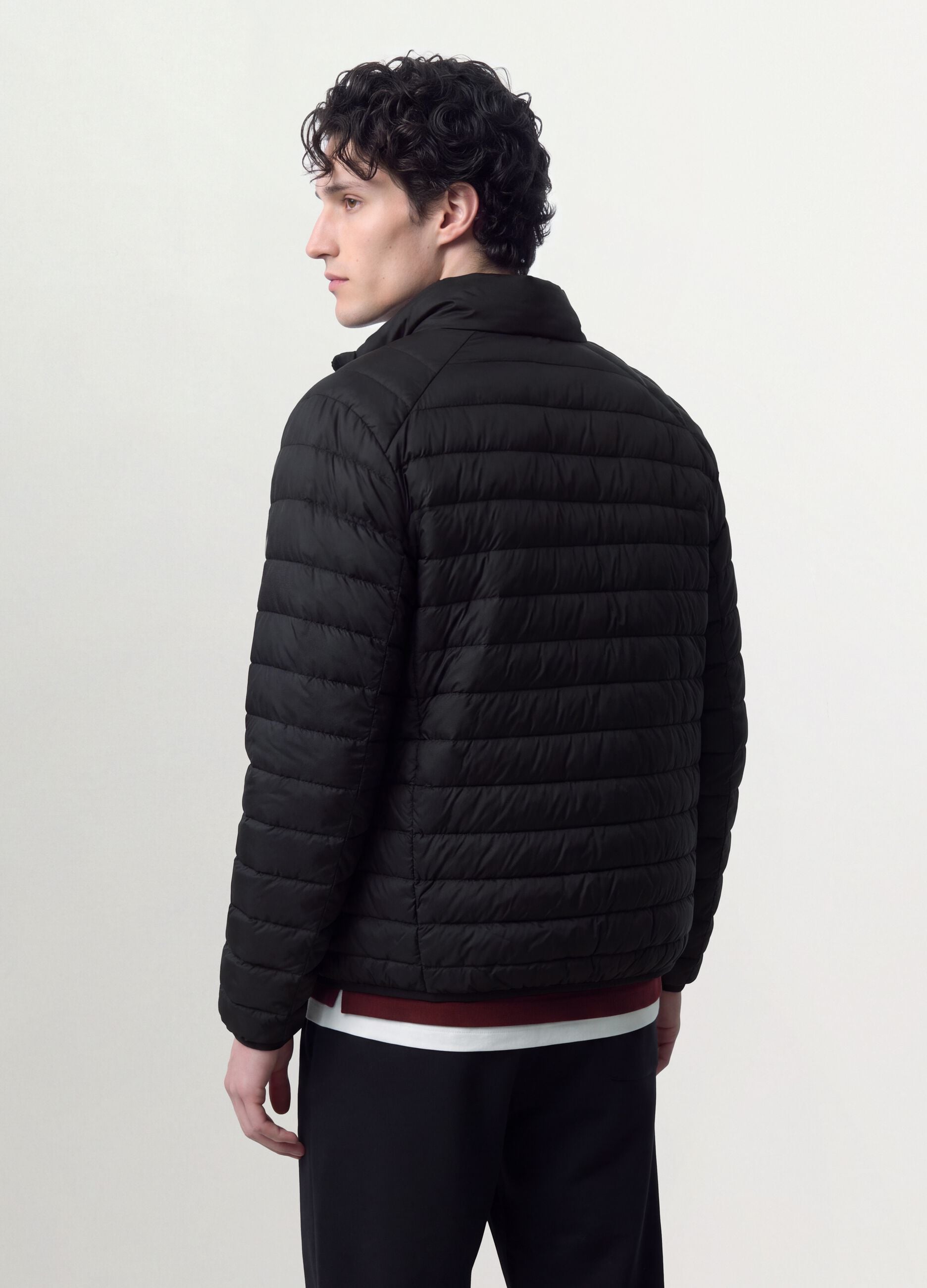 Schwarze Ultralight Steppjacke, Regular Fit, mit Reissverschluss
