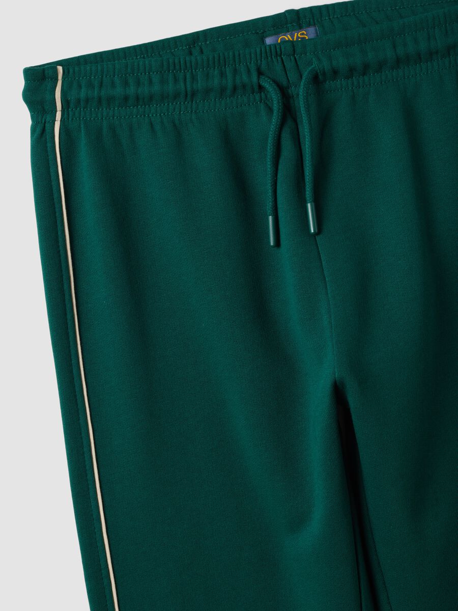 Green cotton jogger trousers, regular fit_2
