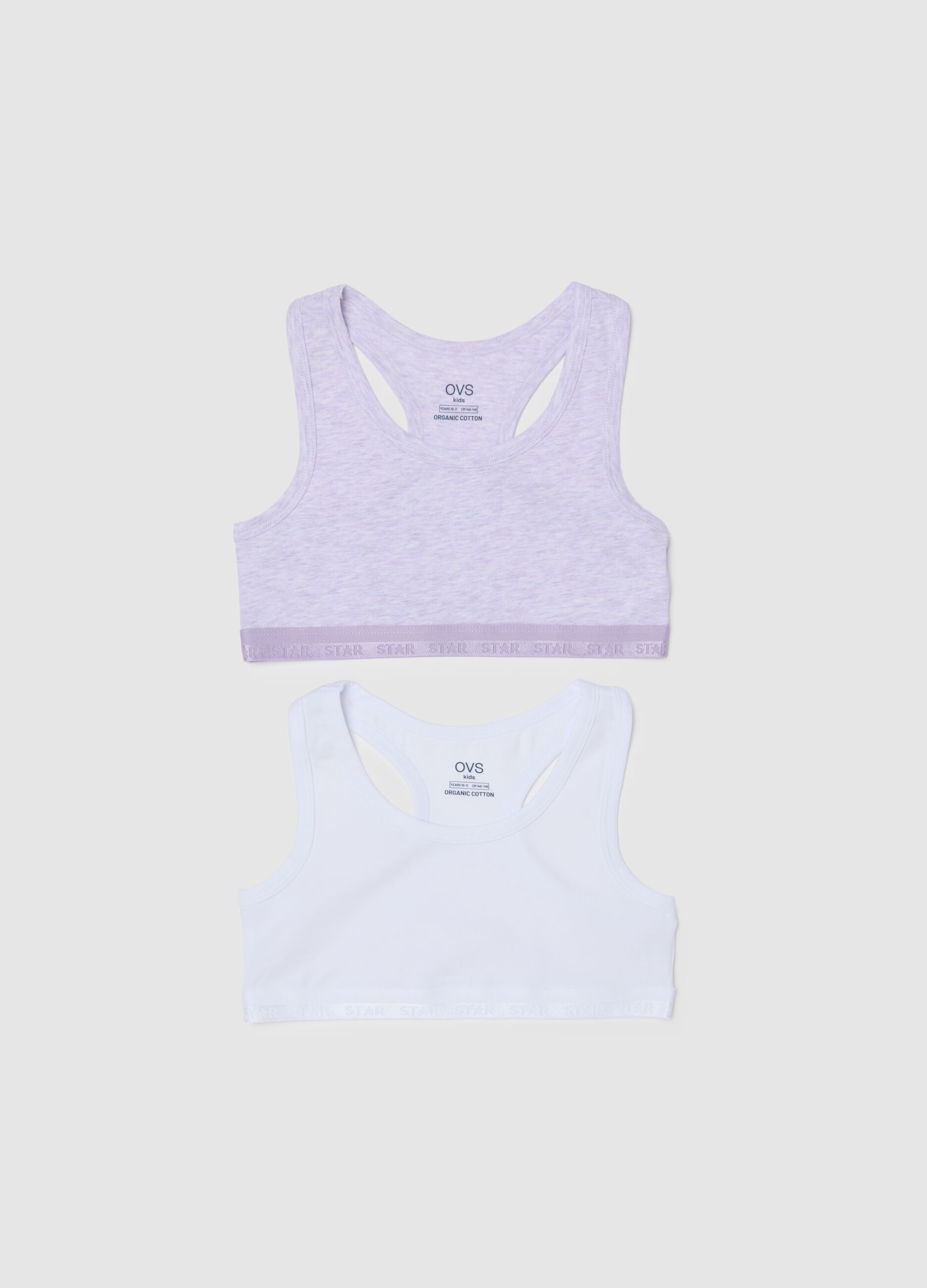 Doppelpack M&auml;dchen-Sport-BHs aus elastischer Baumwolle in verschiedenen Farben