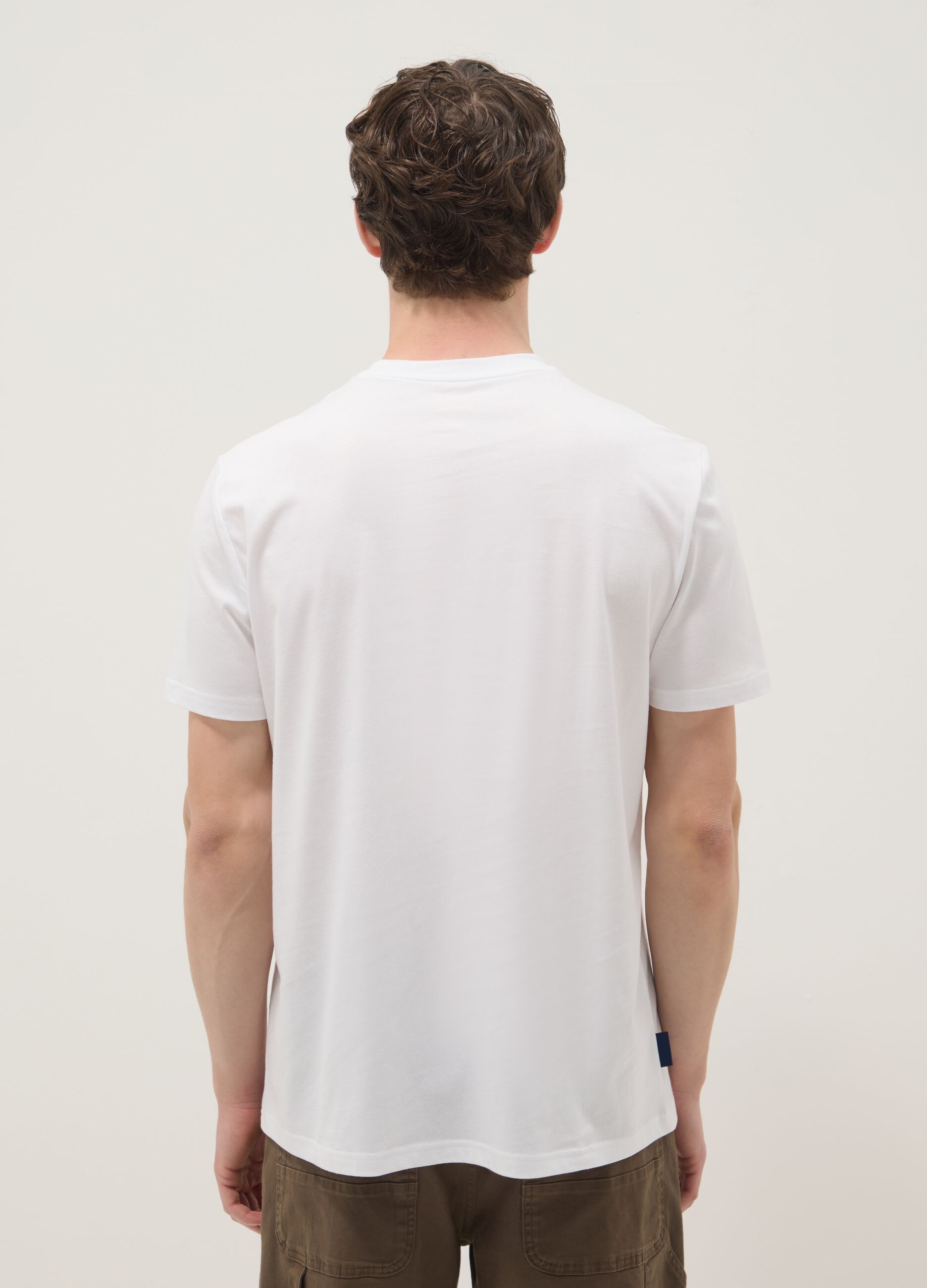 Wei&szlig;es T-Shirt aus reiner Baumwolle mit Print, Regular Fit