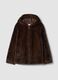 Brown regular-fit coat with hood in teddy-look fabric_0