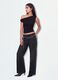 Black asymmetric one-shoulder slim-fit stretch viscose top_0