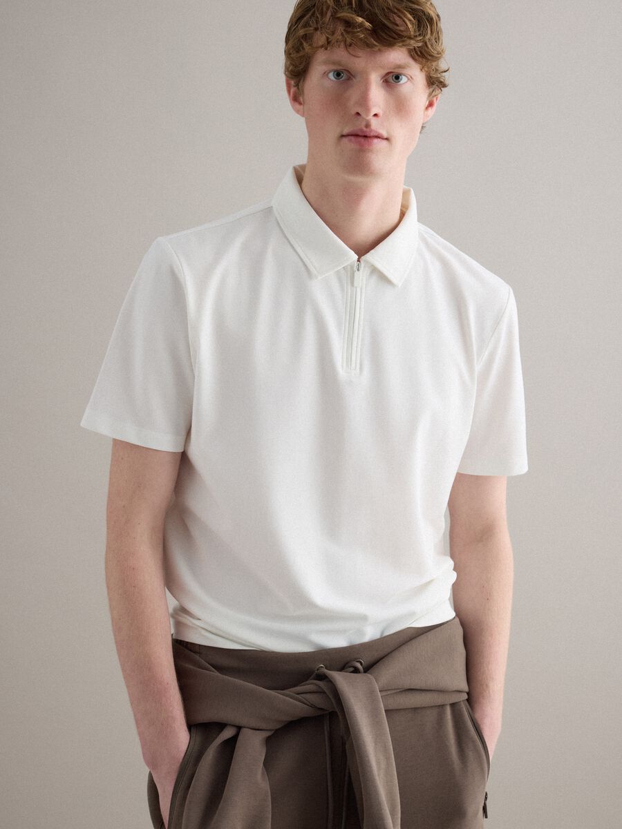 White Stretch Cotton Short Sleeve Polo Regular Fit_1