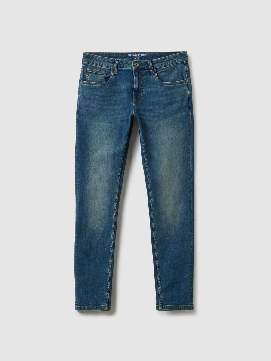 Blue Stretch Denim Skinny Fit Jeans_4