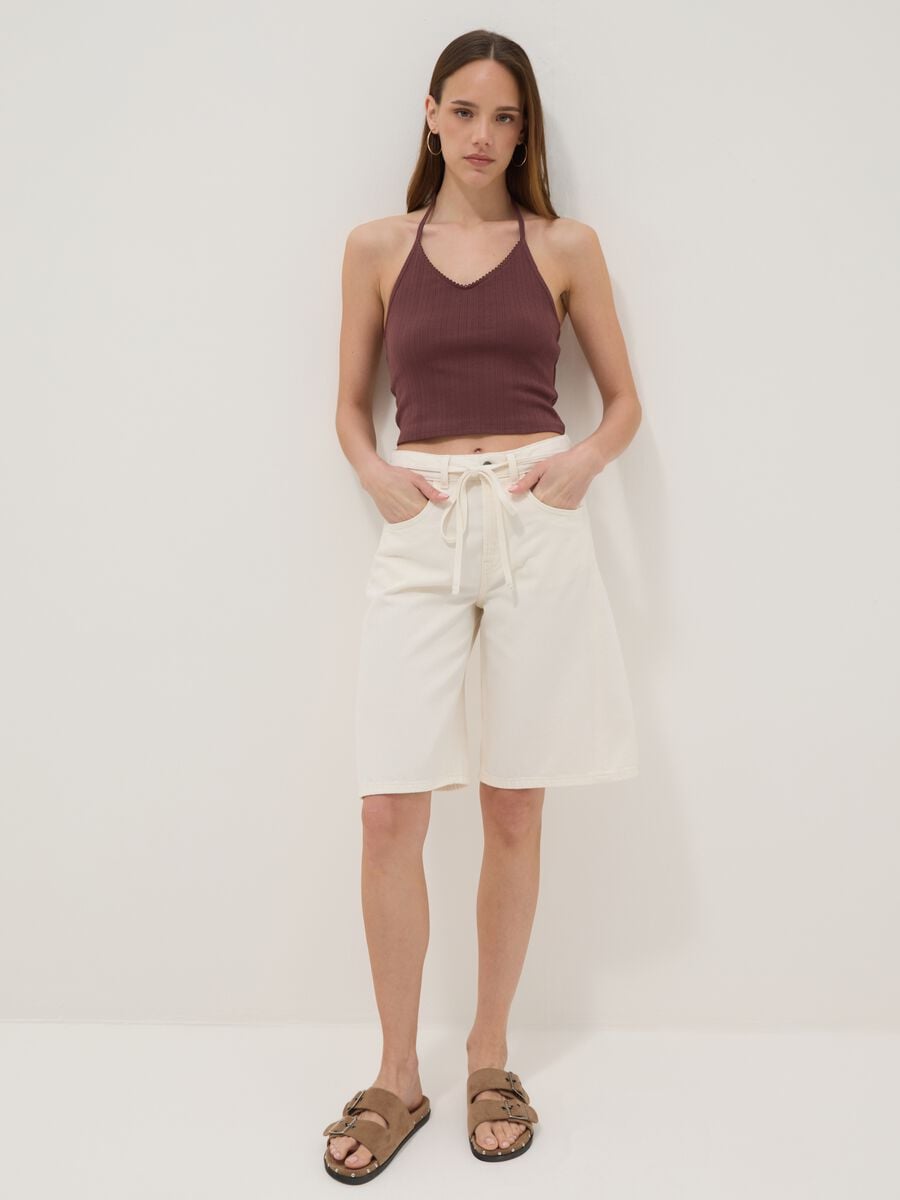 Short brown pure cotton tank top_1