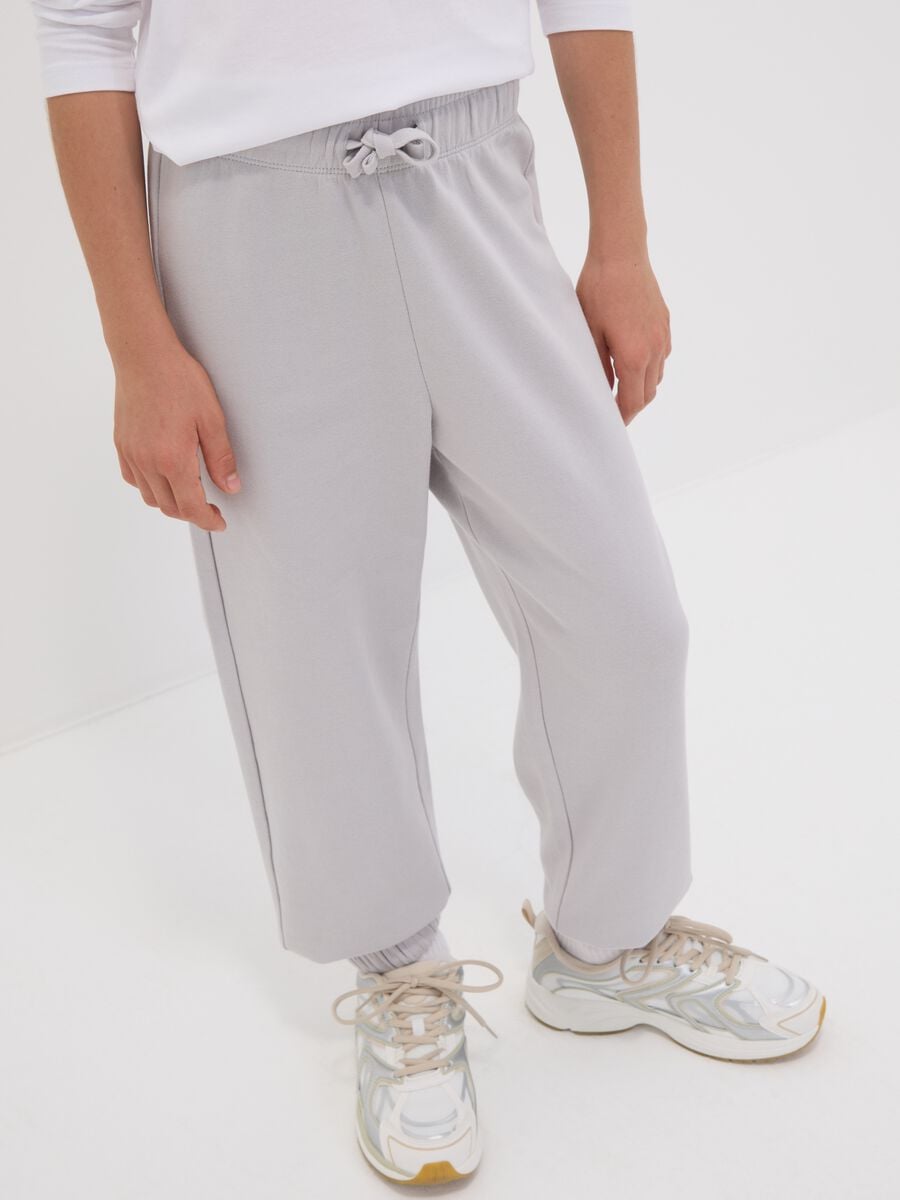 Grey pure organic cotton jogger trousers for boys, relaxed fit_2