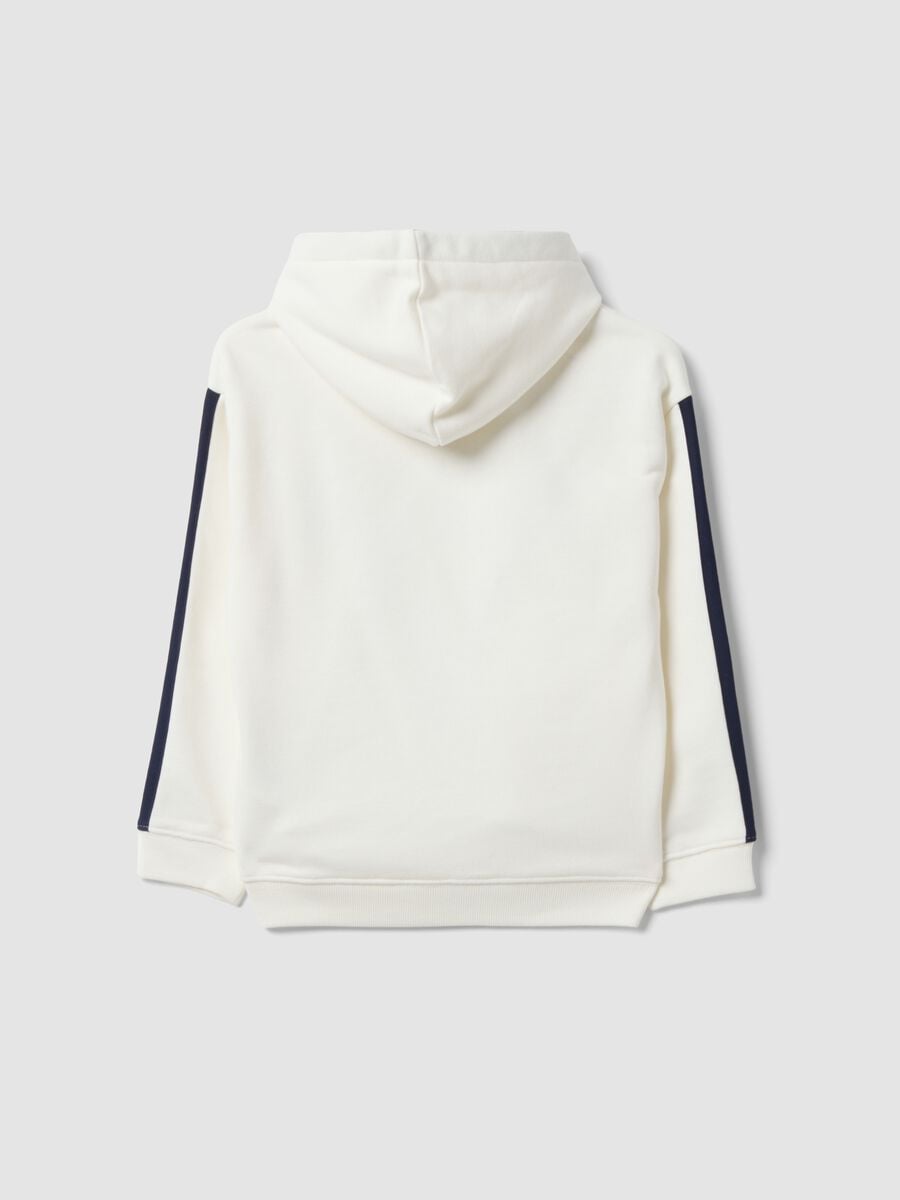White cotton-blend hooded sweatshirt with Brooklyn print for boys_1