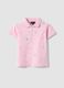 Girls' pink pure cotton polo, regular fit with embroidered flowers_3