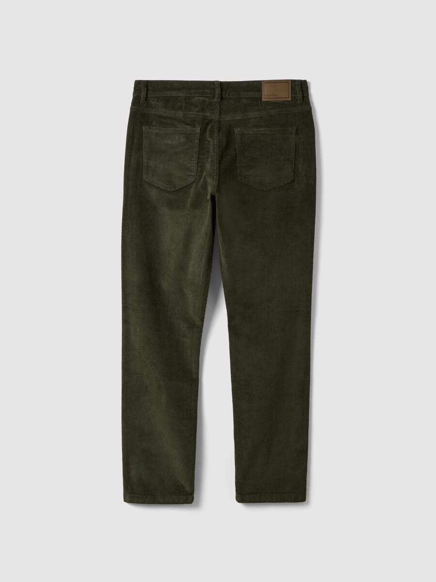 Pantaloni verdi in cotone elasticizzato a coste slim fit_2