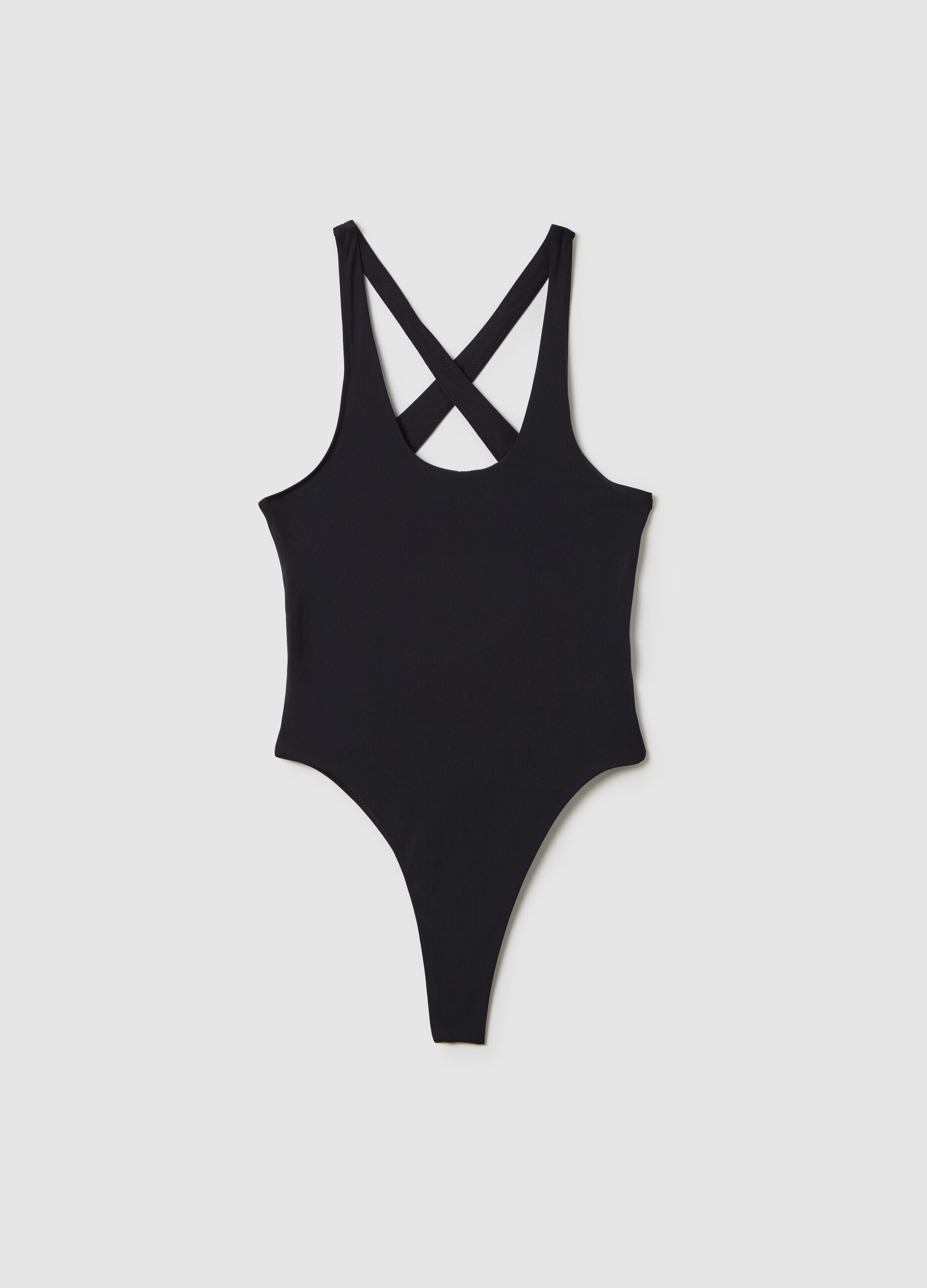 Cross Back Cut Out Swimsuit Black