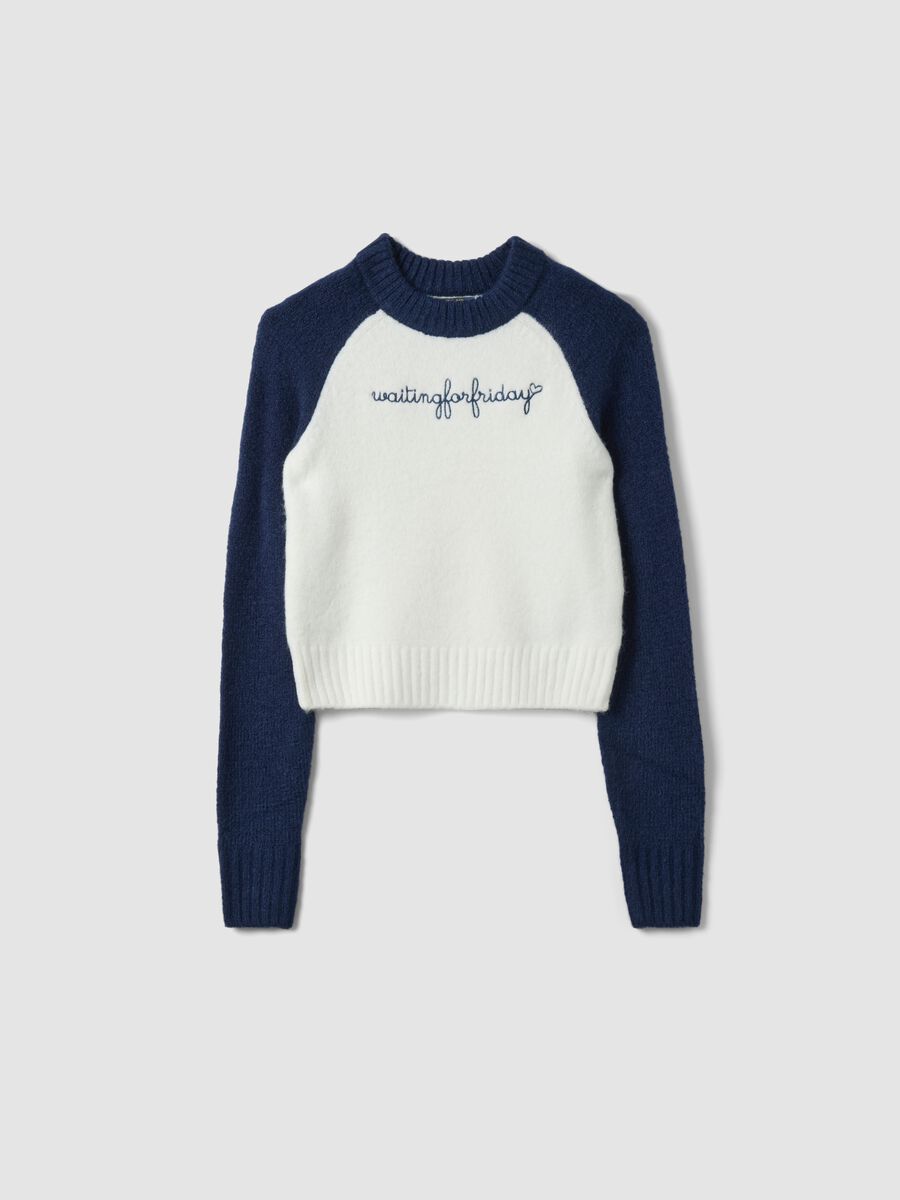 Blue stretch crew-neck top_0