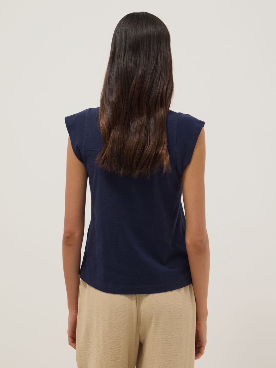 Regular fit blue short sleeve pure cotton T-shirt_2