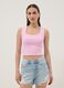 Pink cropped stretch-cotton tank top_2