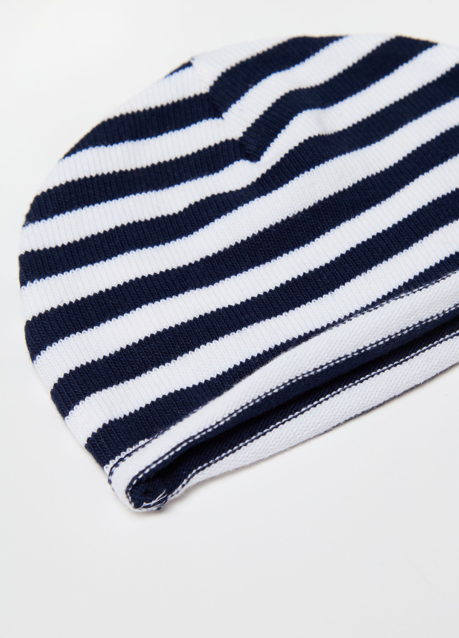 Striped organic cotton knit hat