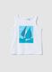 White pure cotton boys&rsquo; vest, regular fit, with sailing print_0