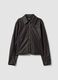 Brown jacket with zip fastening and slim-fit collar_4