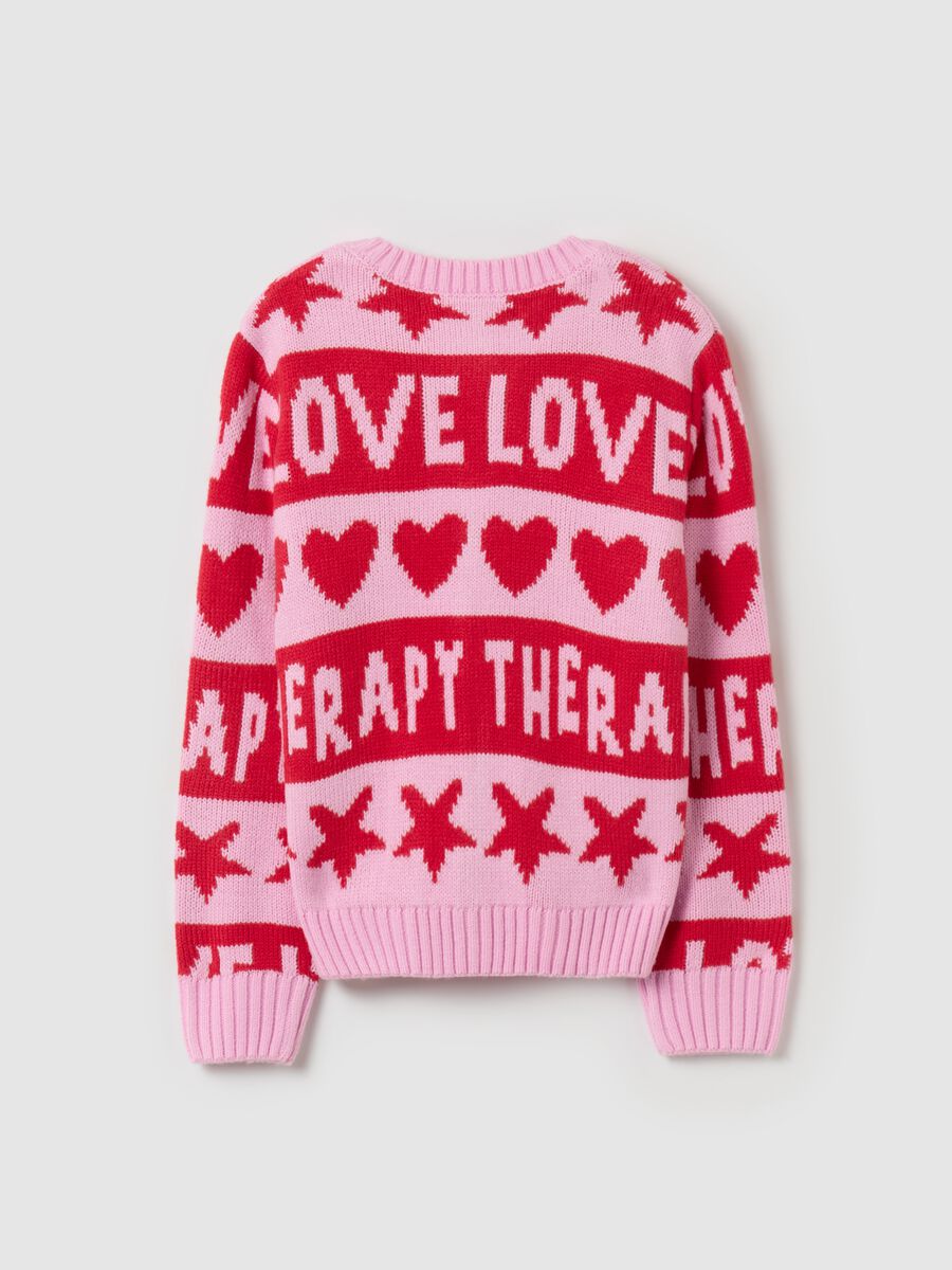 Cardigan with jacquard star and heart design_1