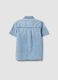 Light blue short-sleeve pure cotton denim shirt_4