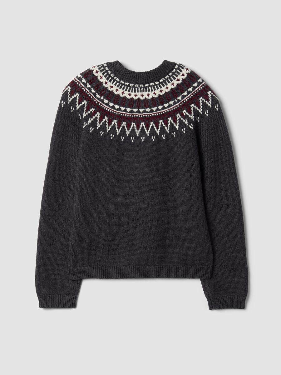 Maglia grigia in misto lana jacquard girocollo over fit_2