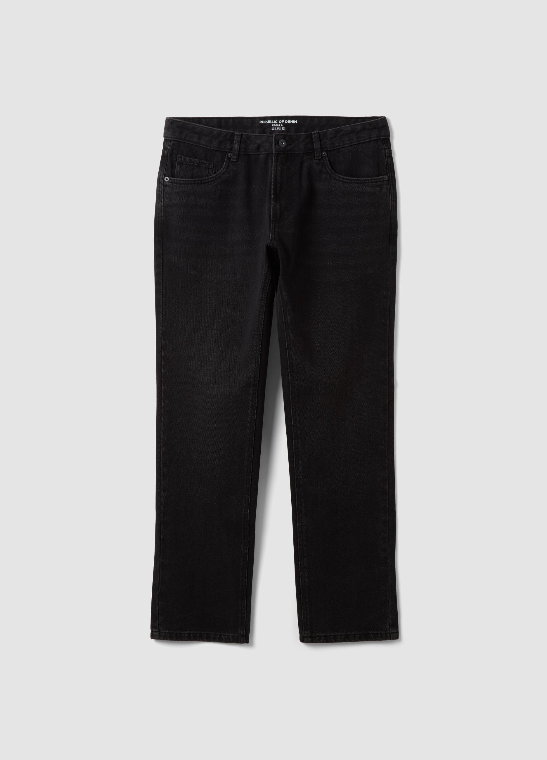 Black regular-fit jeans in a cotton, lyocell and viscose blend