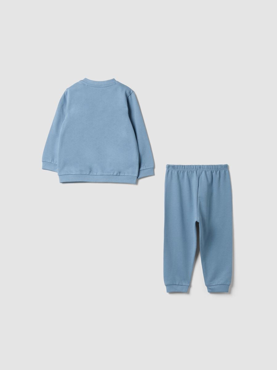 Pigiama azzurro in puro cotone organico con girocollo_1