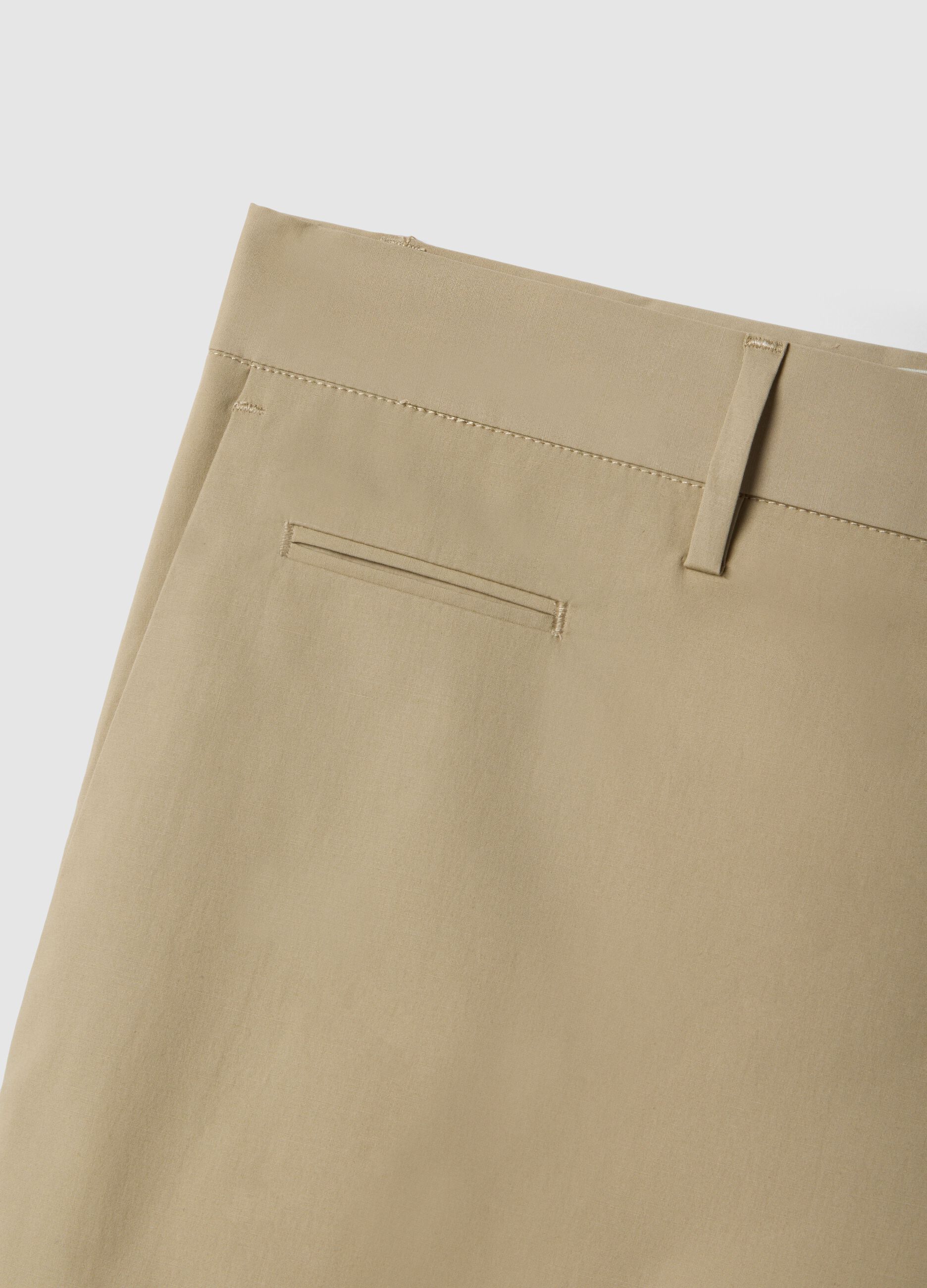 Beige regular-fit stretch cotton trousers