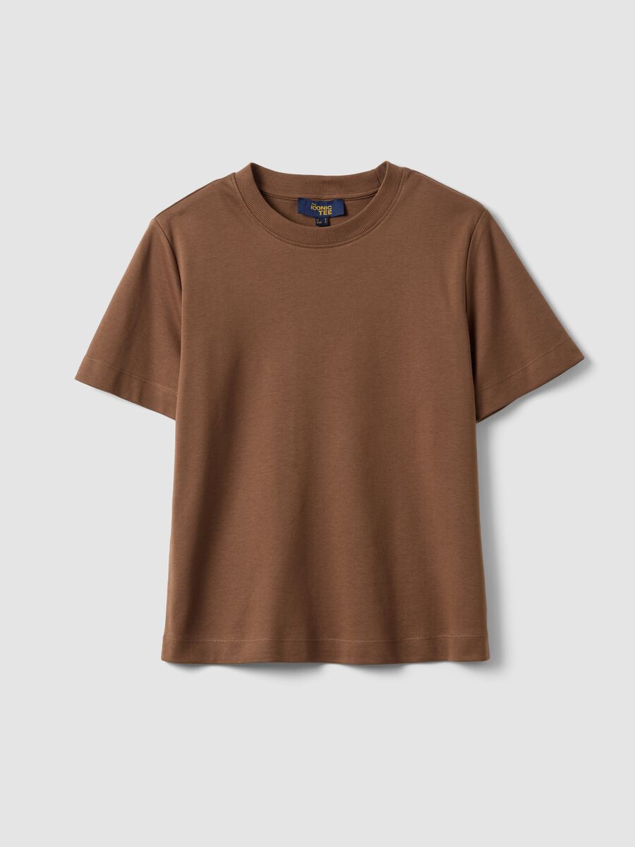Brown pure cotton relaxed fit t-shirt_0