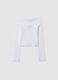 Wei&szlig;es Slim-Fit-T-Shirt aus elastischer Baumwolle mit U-Boot-Ausschnitt_5