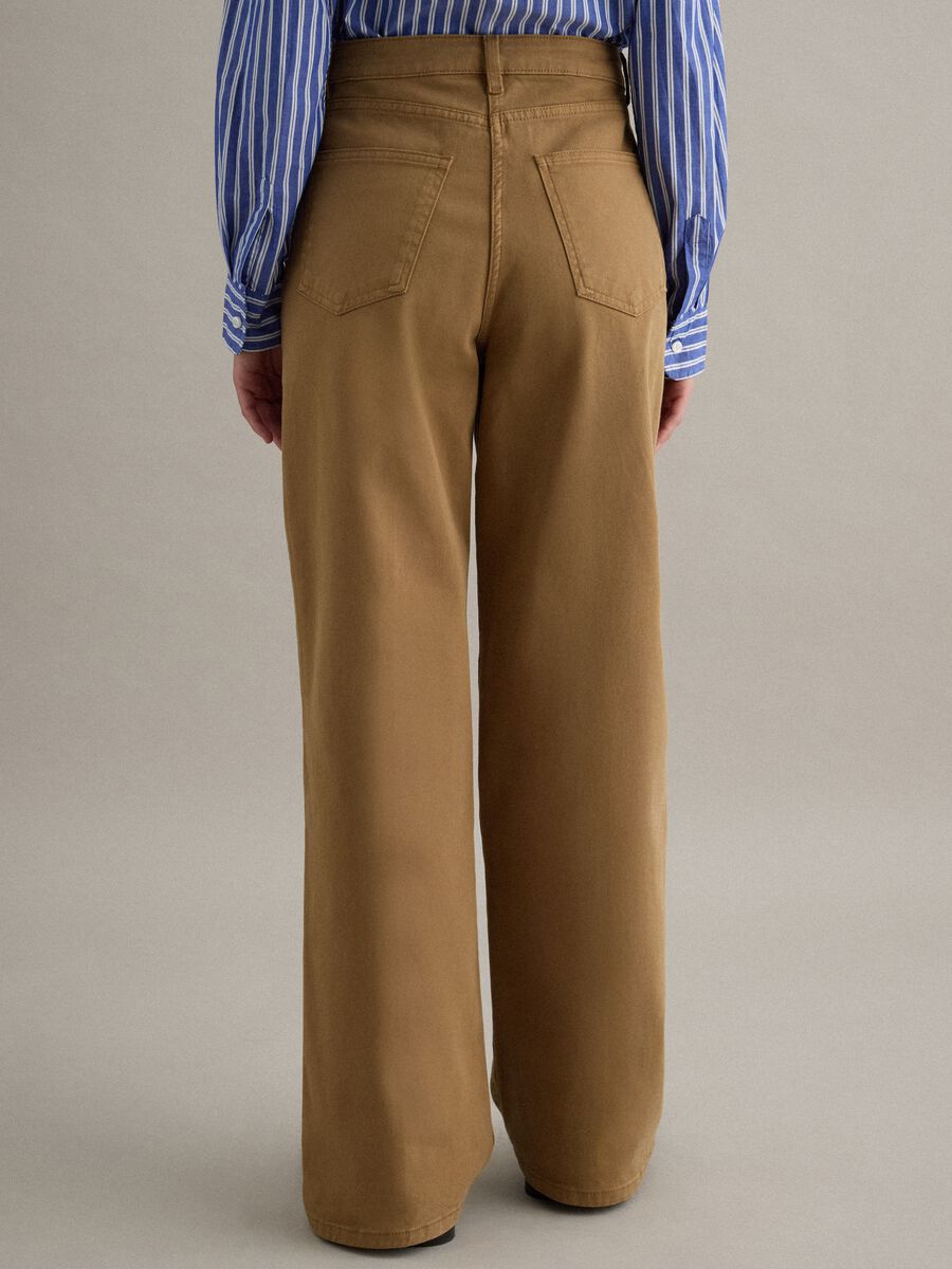 Straight Brown Stretch Cotton Chino Trousers_2