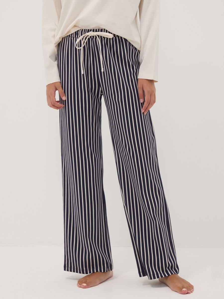 Black organic cotton crew-neck pyjamas_2